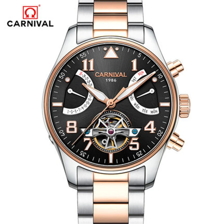 CARNIVAL 8783G Mens Brand luxury Automatic Mechanical Luminous Waterproof Tourbillon Watch Clock Fine steel Bule Dial
CARNIVAL 8783G Mens Brand luxury Automatic Mechanical Luminous Waterproof Tourbillon Watch Clock Fine steel Bule Dial