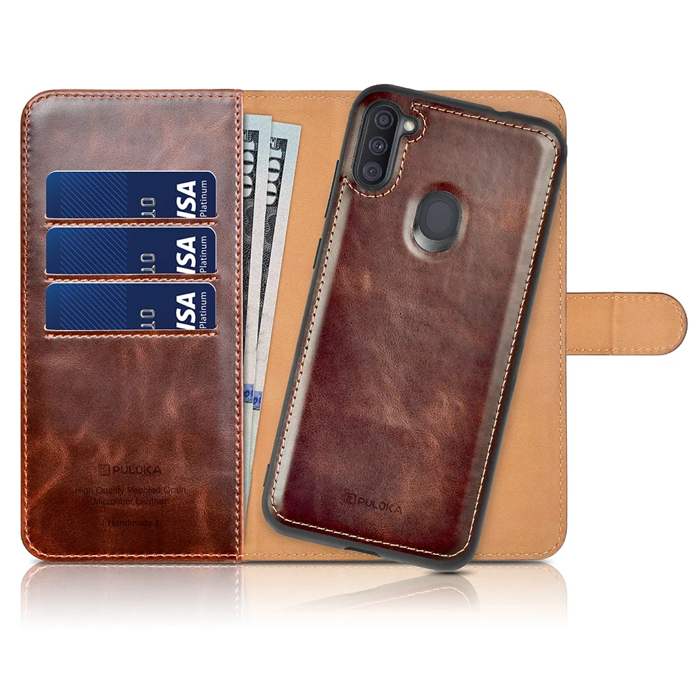 PULOKA Premium Handmade Leather Cellphone Wallet Phone Case Factory for Samsung A11 Phone Cover Flip Wallet Case
PULOKA Premium Handmade Leather Cellphone Wallet Phone Case Factory for Samsung A11 Phone Cover Flip Wallet Case