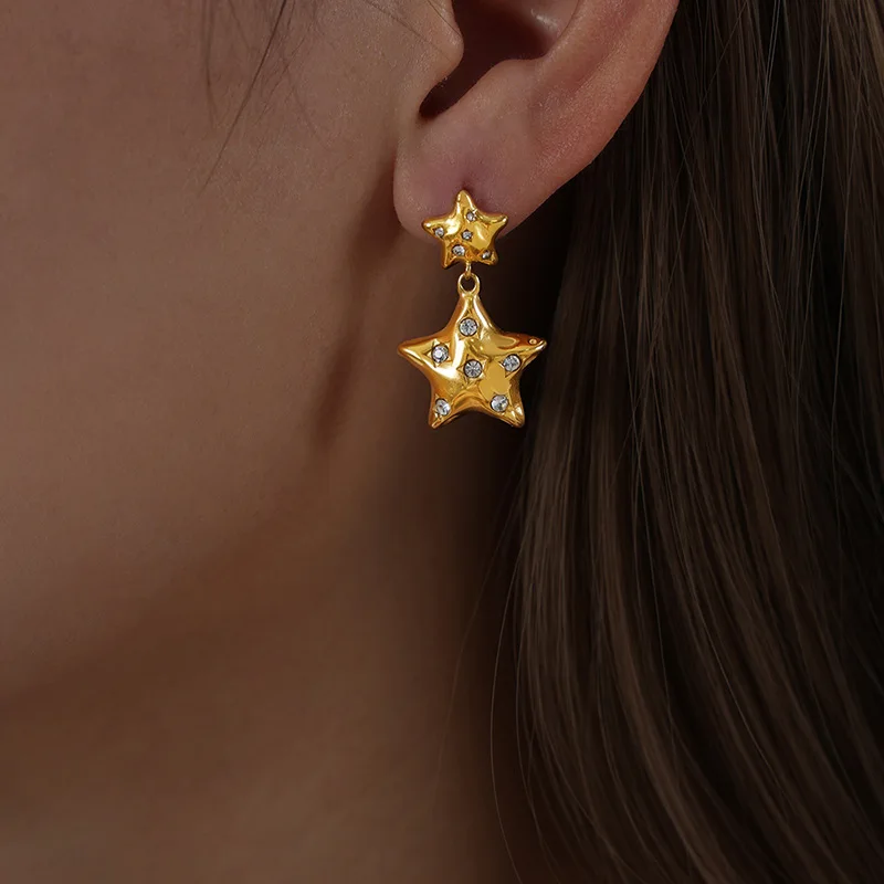 Waterproof Stainless Steel Jewelry Crystal Zircon Drop Earring Tarnish Free 18k Gold Plated Diamond Star Earring YF3036
Waterproof Stainless Steel Jewelry Crystal Zircon Drop Earring Tarnish Free 18k Gold Plated Diamond Star Earring YF3036