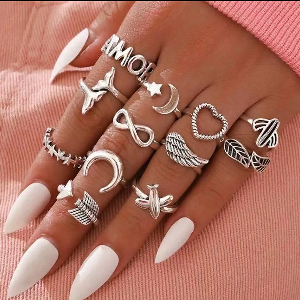 2021 Popular Vintage Set Rings For Women Fashionable Cheap Jewelry ANTI Silver Color Fast Delivery Retro Finger Rings Set
2021 Popular Vintage Set Rings For Women Fashionable Cheap Jewelry ANTI Silver Color Fast Delivery Retro Finger Rings Set