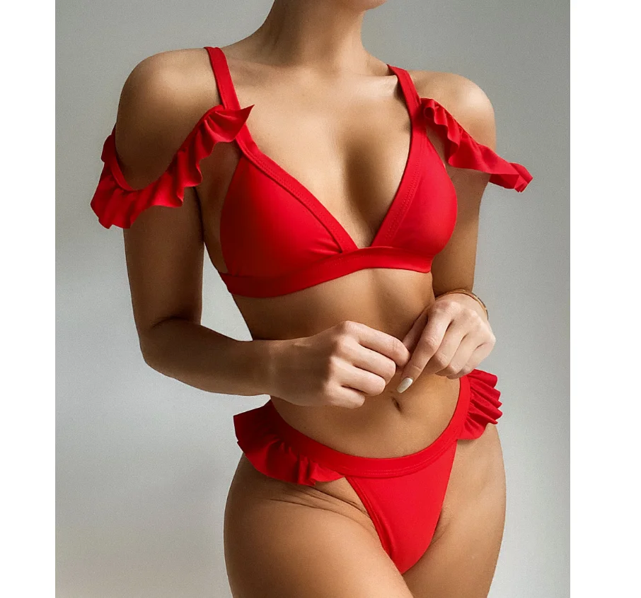 2021 Sexy Solid Bikini Set Women Solid Red Color Ruffle High Waist Swimwear Female Push Up Bathing Suit Beachwear Swimsuit, Flower
2021 Sexy Solid Bikini Set Women Solid Red Color Ruffle High Waist Swimwear Female Push Up Bathing Suit Beachwear Swimsuit, Flower