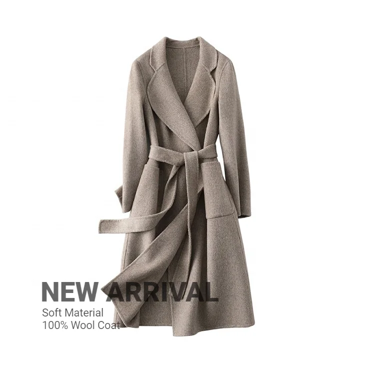 Fashion Turn Down Collar Cashmere Coat Custom Women Belted Long Style Korea Wool Coat
Fashion Turn Down Collar Cashmere Coat Custom Women Belted Long Style Korea Wool Coat