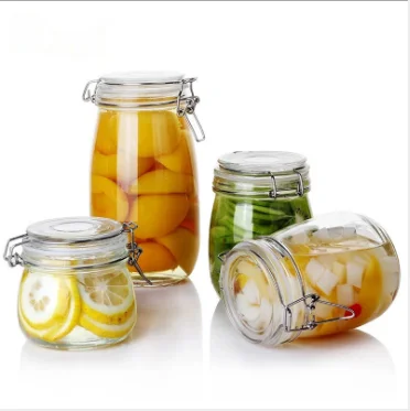 airtight glass jar with lock lid glass container for honey jam glass jar OEM welcome