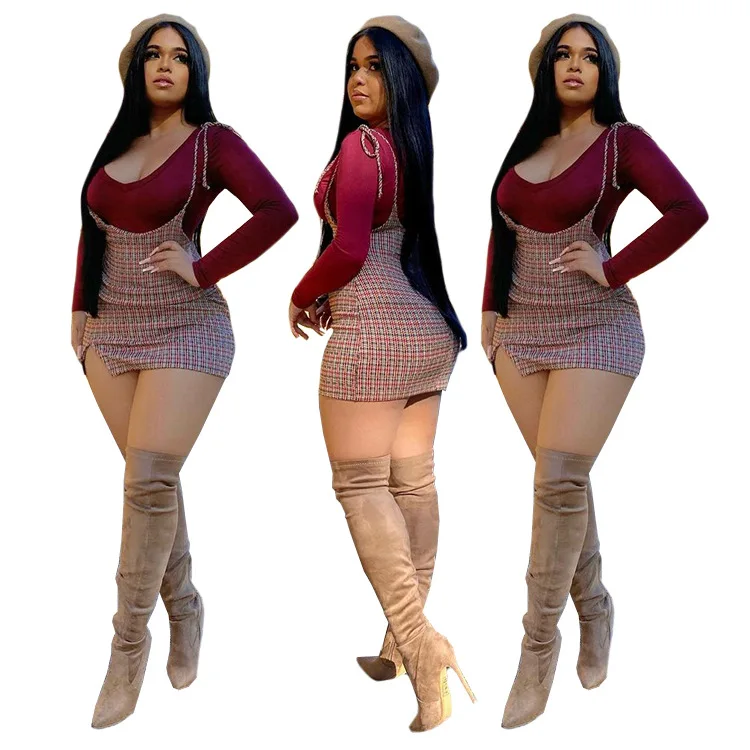 ZK13 2021 Spring Sexy 2 Piece Set Women Plaid Dress Elegant Long Sleeve Top Mini Dress Women Two Pieces Set, Red
ZK13 2021 Spring Sexy 2 Piece Set Women Plaid Dress Elegant Long Sleeve Top Mini Dress Women Two Pieces Set, Red