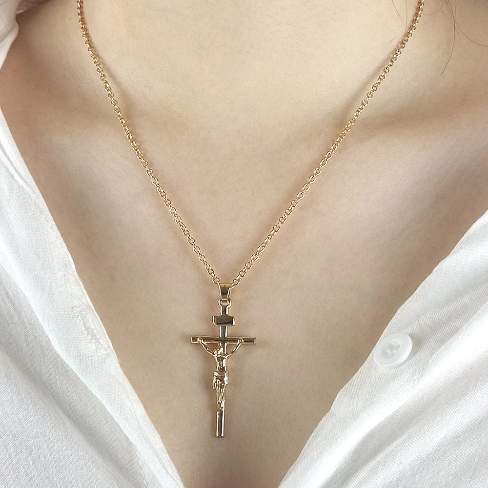 Hot Sale Ins Hip-Hop Style Stainless Steel Necklace Gold Jesus Cross Charm Necklace for Women, Gold,silver
Hot Sale Ins Hip-Hop Style Stainless Steel Necklace Gold Jesus Cross Charm Necklace for Women, Gold,silver