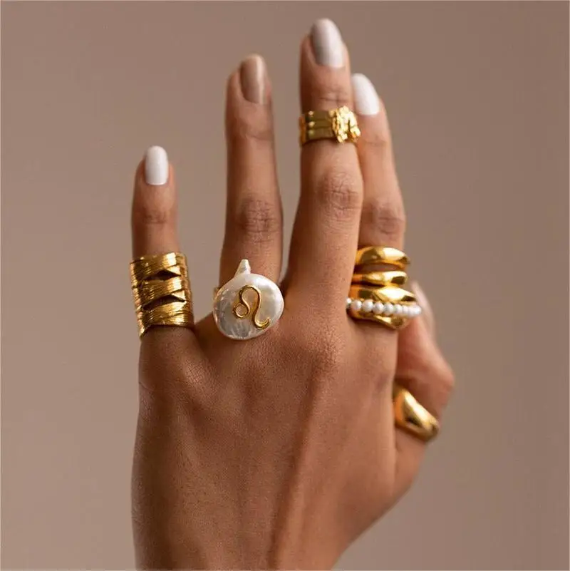 Fashion Personalized Hot Selling Rings 2023 Gold Plated Irregular Ring 12 Star Sign PearlRings For Women
Fashion Personalized Hot Selling Rings 2023 Gold Plated Irregular Ring 12 Star Sign PearlRings For Women