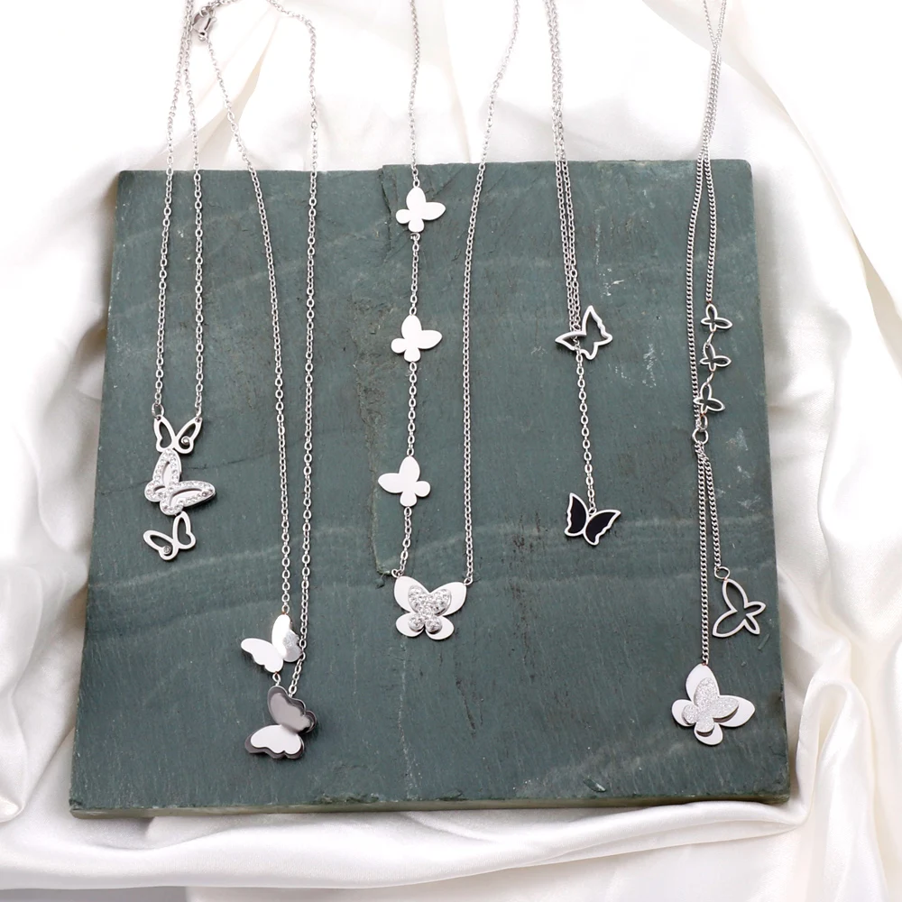Silver Plated Stainless Steel Double Layer Butterfly Crystal Cylinder Fashion Jewelry Pendant Necklace
Silver Plated Stainless Steel Double Layer Butterfly Crystal Cylinder Fashion Jewelry Pendant Necklace