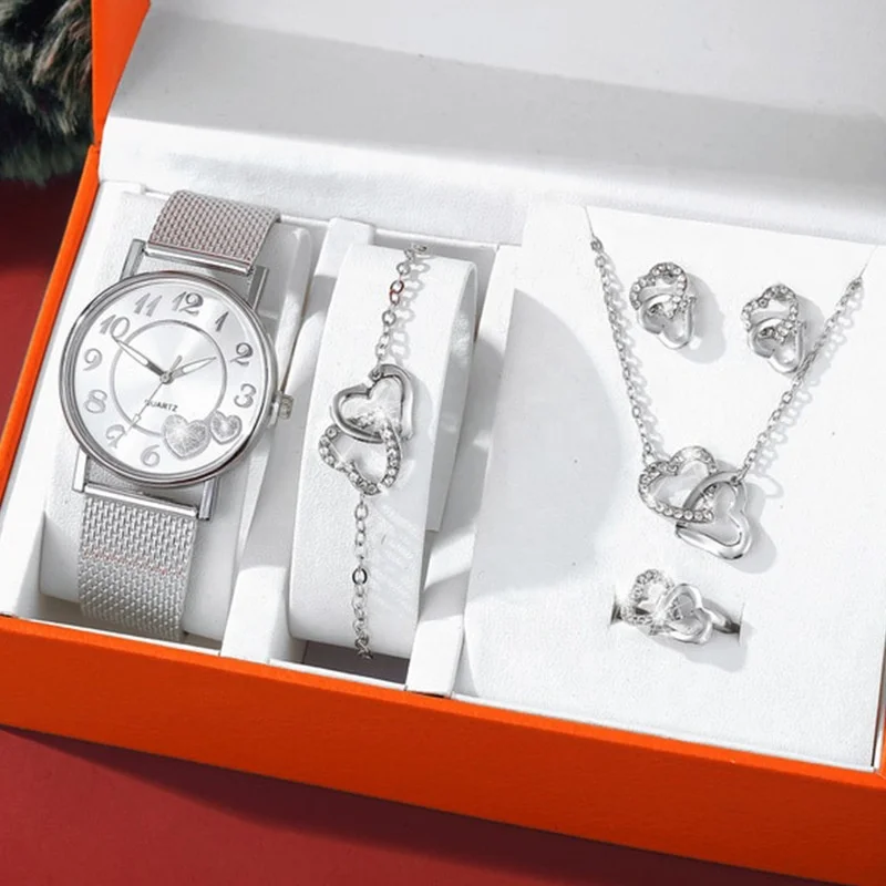Fashionable 6 Piece Girls Ladies Watch Gift Set Rose Gold Watch And Bracelet Necklace Earrings Set Women
Fashionable 6 Piece Girls Ladies Watch Gift Set Rose Gold Watch And Bracelet Necklace Earrings Set Women