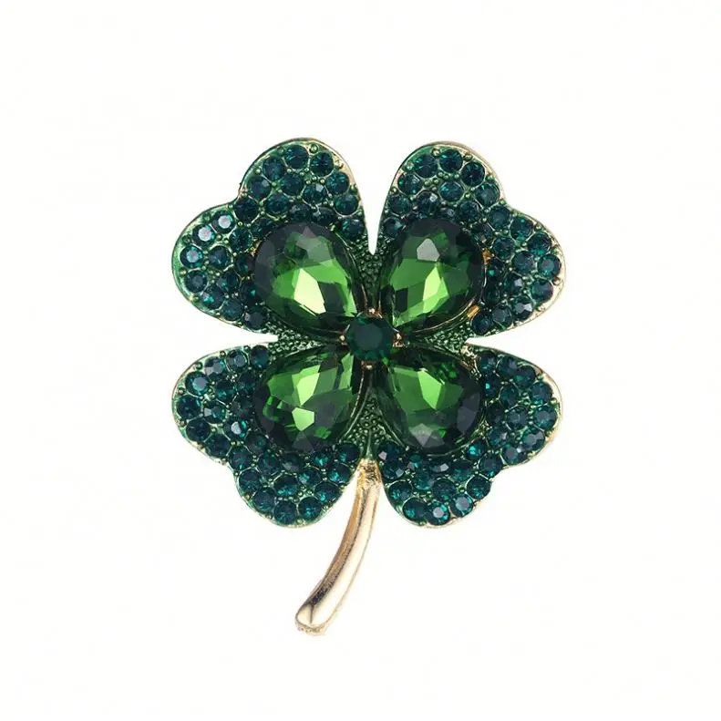 Four Leaf Clover Crystal Glass Brooch Alloy Plant Flower Brooch Classic Fashion Simple Brooch, Green/ red
Four Leaf Clover Crystal Glass Brooch Alloy Plant Flower Brooch Classic Fashion Simple Brooch, Green/ red