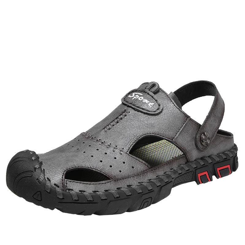 Leather casual sandals hole shoes