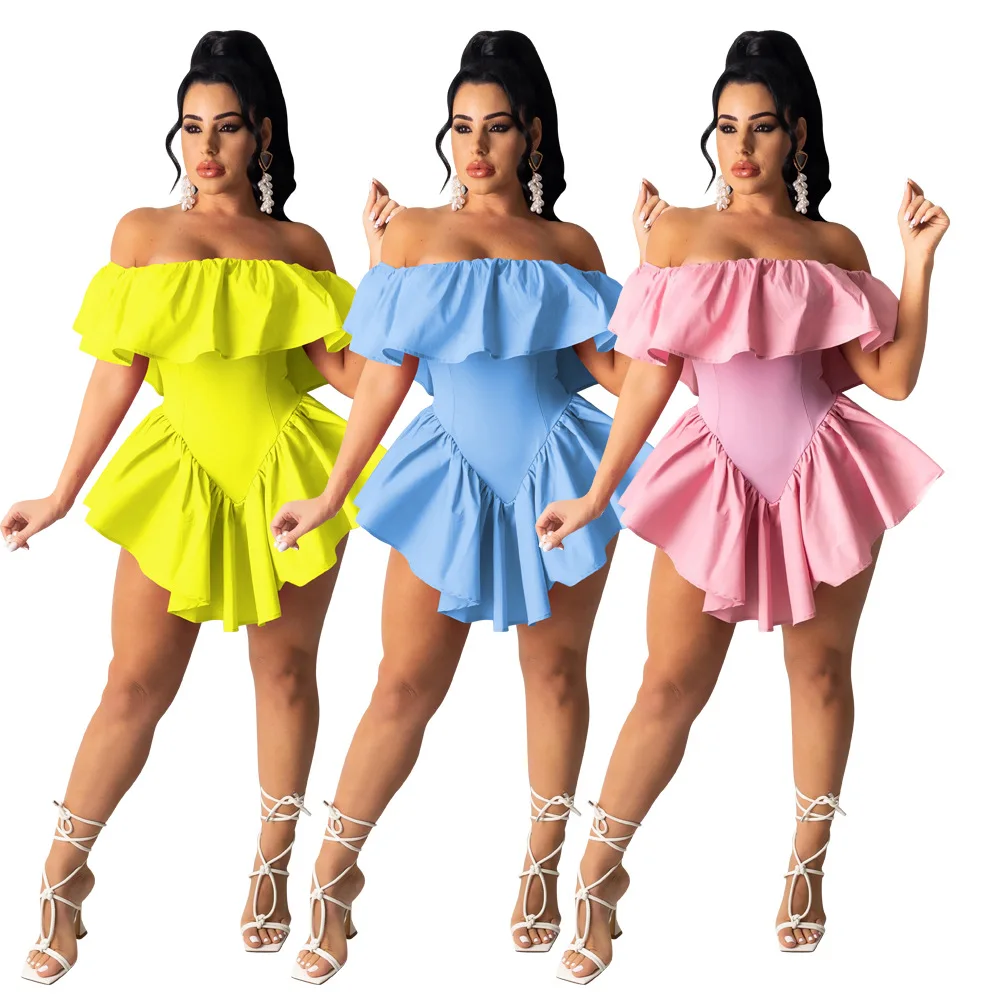 2021 New Arrivals Women Sexy Off Shoulder Solid Color Flounce Mini Dresses Hot Sale Summer Sexy Night Club Mini Pleated Dresses
2021 New Arrivals Women Sexy Off Shoulder Solid Color Flounce Mini Dresses Hot Sale Summer Sexy Night Club Mini Pleated Dresses
