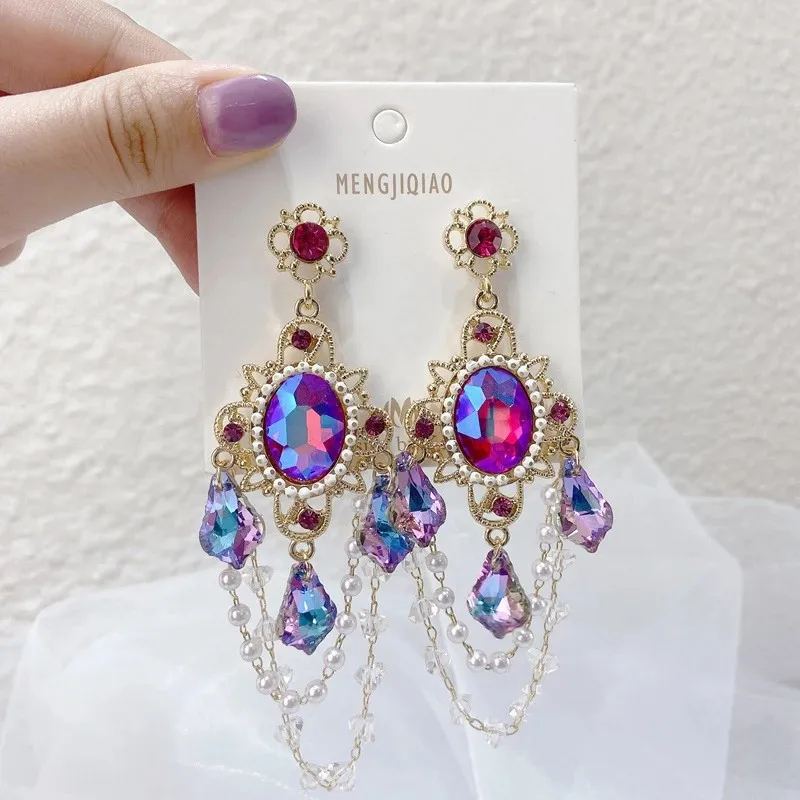 Korean Vintage Luxury Colorful Crystal Drop Earrings For Women Girls Elegant Pearl Beads Tassel Pendientes Jewelry
Korean Vintage Luxury Colorful Crystal Drop Earrings For Women Girls Elegant Pearl Beads Tassel Pendientes Jewelry