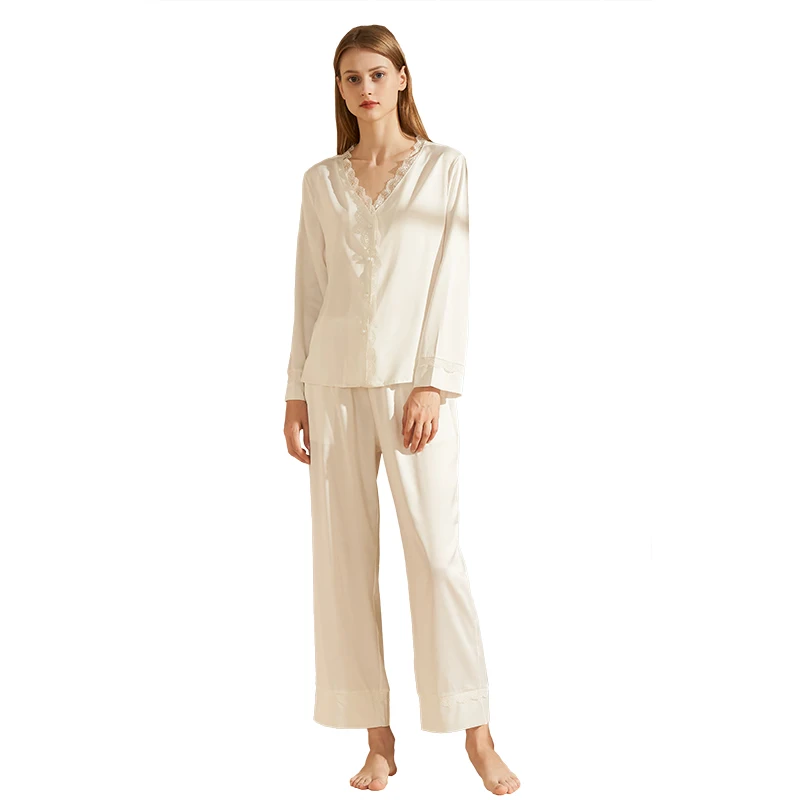 Hot Sale White T Shirt+Pants Loose Breathe Long Sleeve Ice Silk Two Piece Pajamas for Women Set
Hot Sale White T Shirt+Pants Loose Breathe Long Sleeve Ice Silk Two Piece Pajamas for Women Set