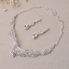 New Cheap Luxury Rhinestone Crystal Wedding Bridal Necklace Set Earring Prom Jewelry Set