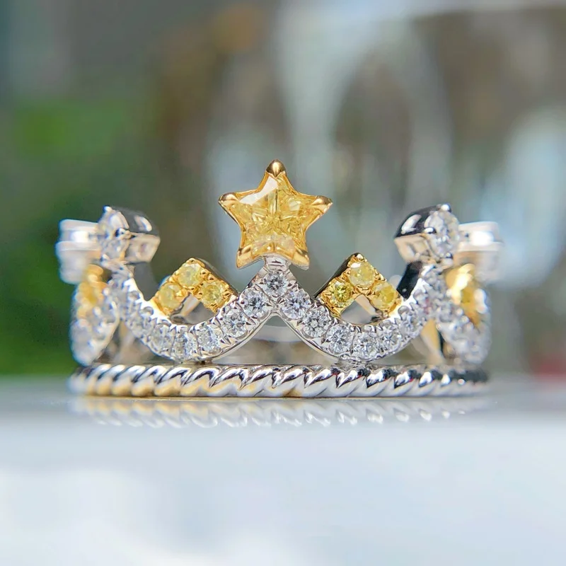 Female Luxury Zircon Crown Ring Yellow Crystal Cute Star Rings For Women Wedding Jewelry Boho Silver Color Queen Engagement Ring, Picture shows
Female Luxury Zircon Crown Ring Yellow Crystal Cute Star Rings For Women Wedding Jewelry Boho Silver Color Queen Engagement Ring, Picture shows