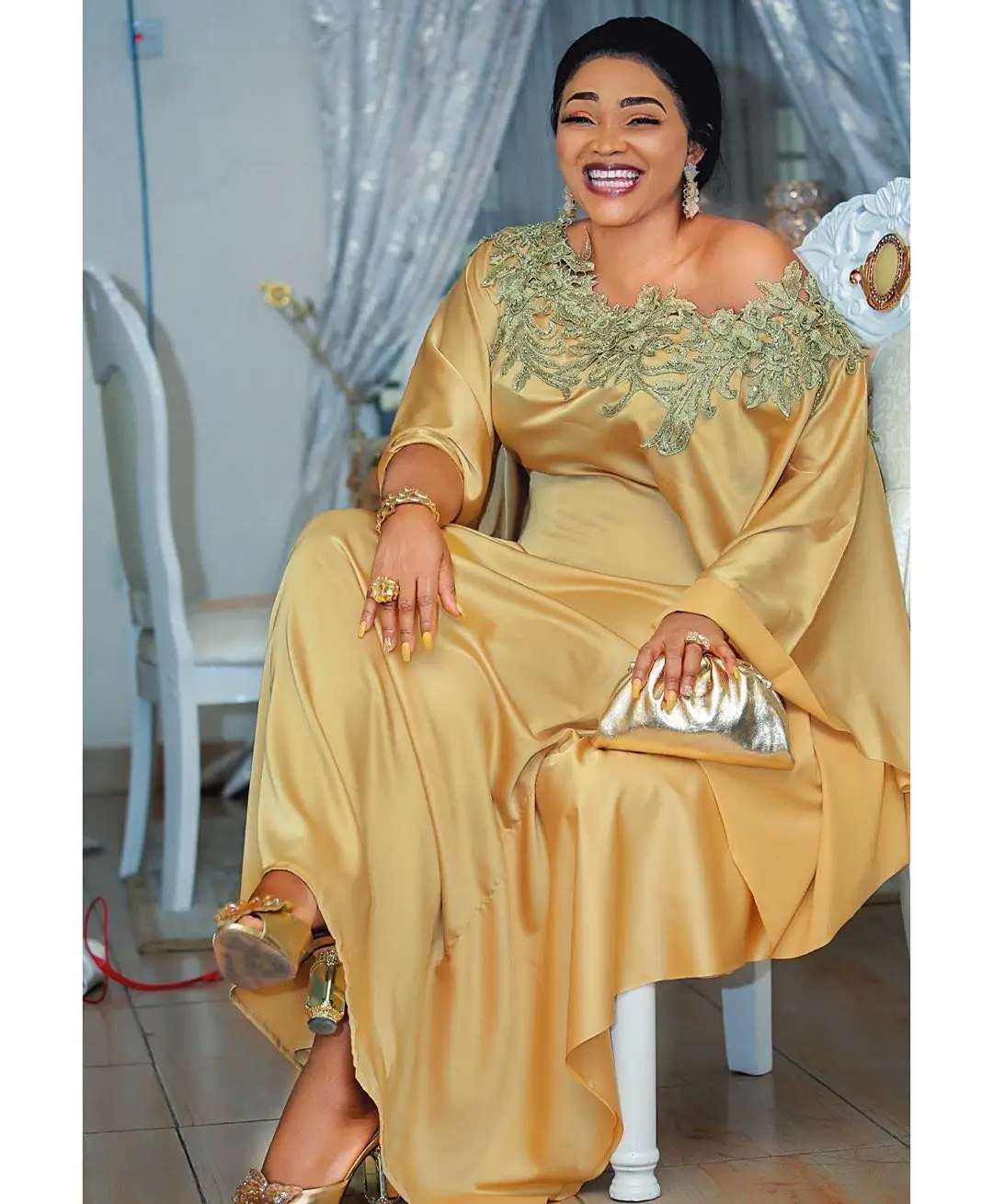 Plus Size Boubou Dubai African Dresses For Women Gold Long Dress Headdress Hijab Abaya Djellaba, As showed
Plus Size Boubou Dubai African Dresses For Women Gold Long Dress Headdress Hijab Abaya Djellaba, As showed