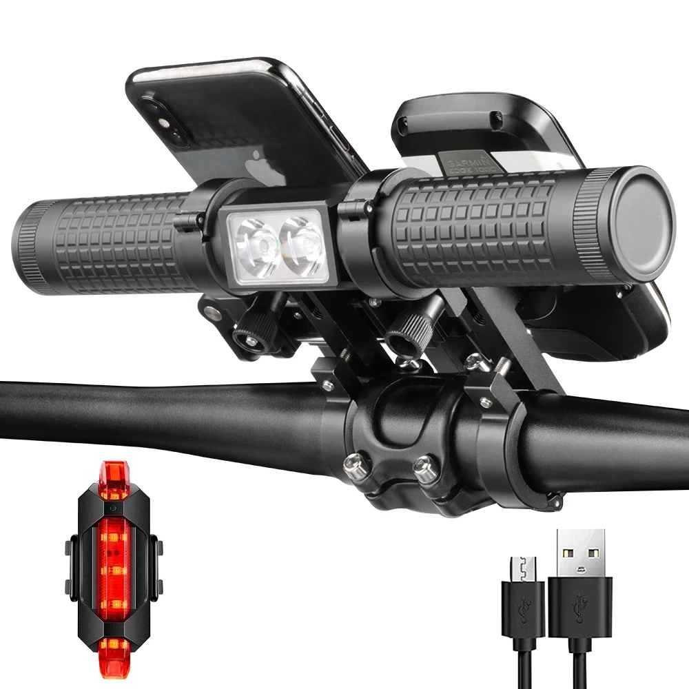 4 in 1 Super Bright 1200lumen USB Rechargeable Bicycle Headlight Phone Holder 10000mAh Power Bank Led Bike Front Light
4 in 1 Super Bright 1200lumen USB Rechargeable Bicycle Headlight Phone Holder 10000mAh Power Bank Led Bike Front Light