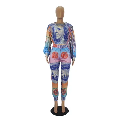 2021 new arrivals US dollar positioning printed long-sleeved trousers women's lucky label two-piece suit
2021 new arrivals US dollar positioning printed long-sleeved trousers women's lucky label two-piece suit