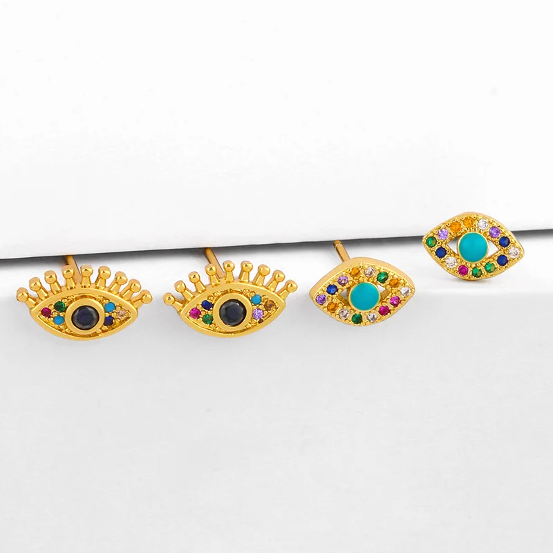 Hot Selling Rainbow Cubic Zirconia Evil Eyes Stud Earrings Gold Plated Geometric Zirconia Evil Eyes Earrings For Girls
Hot Selling Rainbow Cubic Zirconia Evil Eyes Stud Earrings Gold Plated Geometric Zirconia Evil Eyes Earrings For Girls