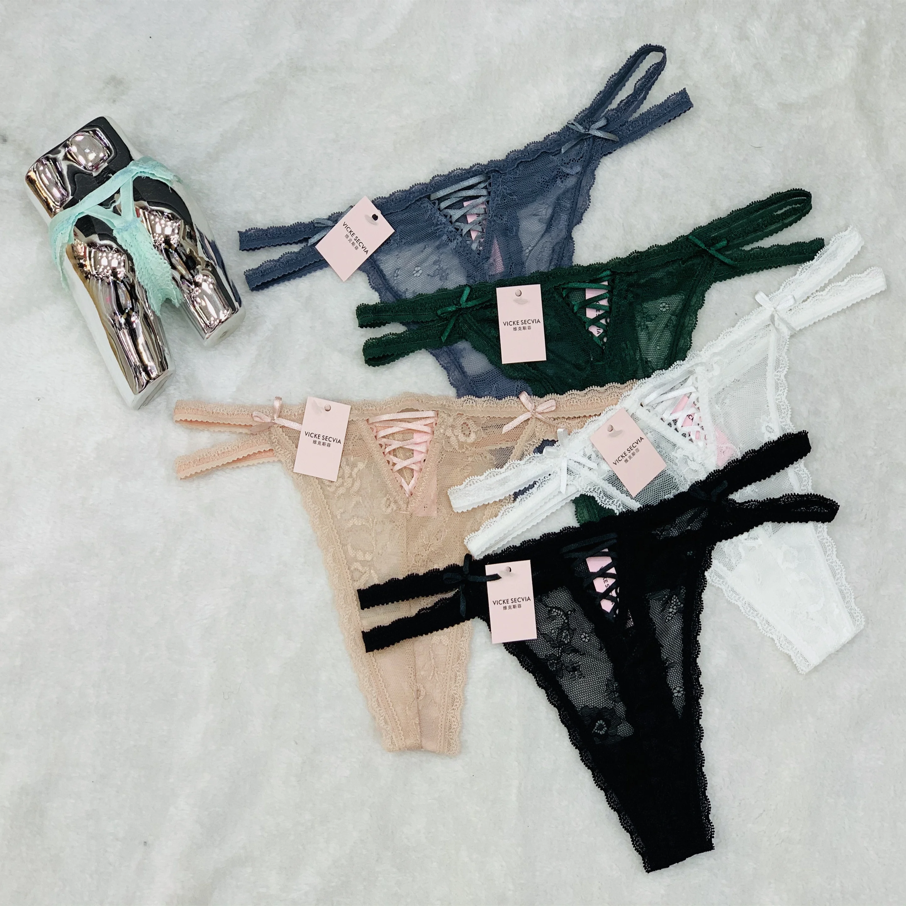 VICKE SECVIA hot sale new model high quality sexy girls lace panties low waist lace womens thong panties, Black
VICKE SECVIA hot sale new model high quality sexy girls lace panties low waist lace womens thong panties, Black