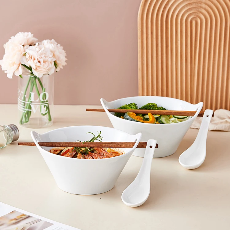 hot sale custom logo restaurant home used white ceramic noddle ramen ceramic bowl with spoon chopsticks
hot sale custom logo restaurant home used white ceramic noddle ramen ceramic bowl with spoon chopsticks