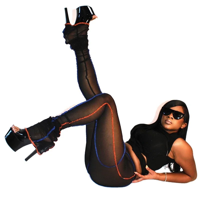 European and American women's clothing 2022 spring new sexy see-through mesh high waist buttocks slim sports casual pants, Picture color
European and American women's clothing 2022 spring new sexy see-through mesh high waist buttocks slim sports casual pants, Picture color