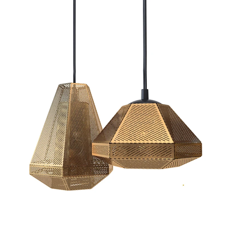 Nordic modern industrial stainless steel diamondshape pendant light led