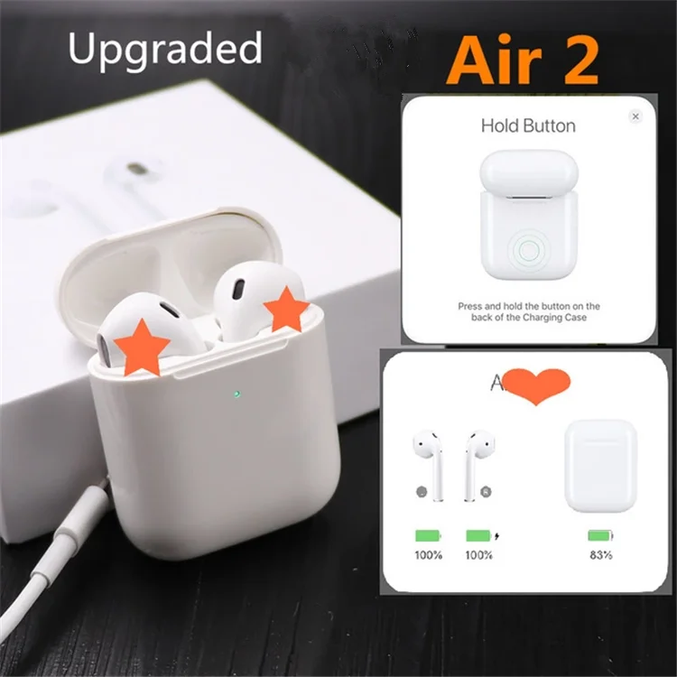 Original i200 TWS 1:1 Air 2 Smart Sensor Touch i100 i500 i600 i800 Earphones Pop-up Real Capacity Wireless Earbuds - ANKUX.COM