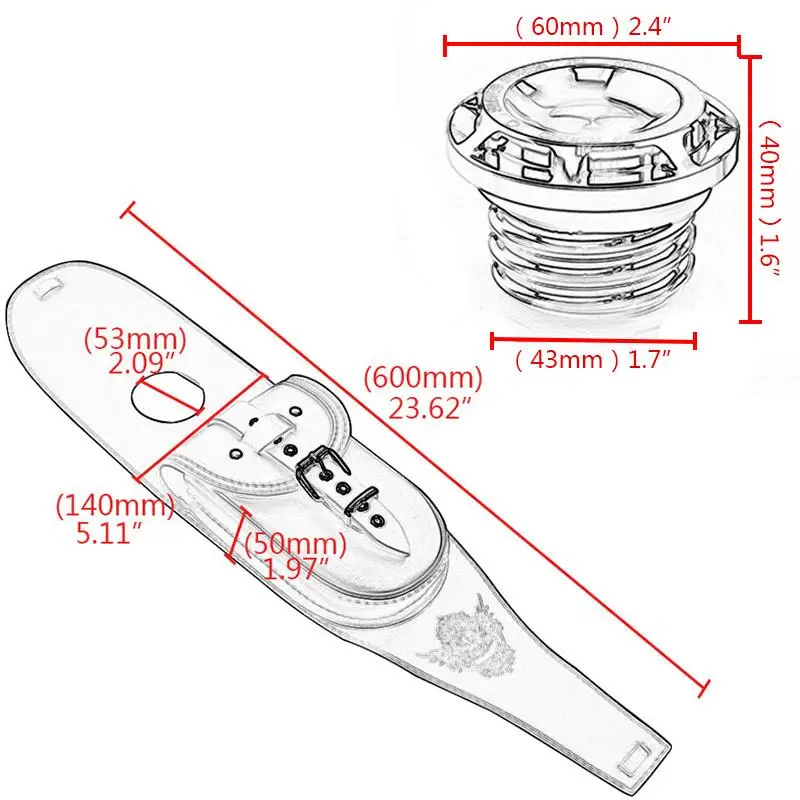 Motorbike Fuel Tank Gas Cap & Panel Tank Tool Bag For Harley Sportster XL 883 1200 48