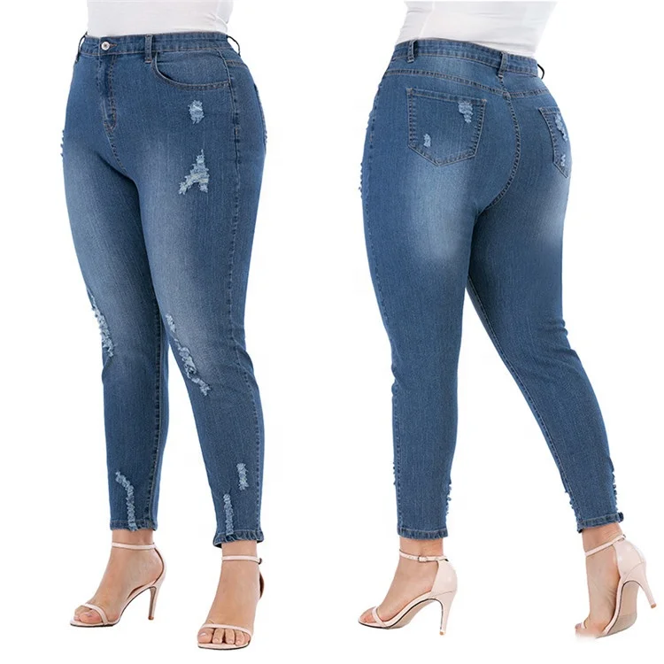 Wholesale Women's Plus Size Jeans 200kg Ripped Skinny Jeans Zipper Denim Trousers, Blue
Wholesale Women's Plus Size Jeans 200kg Ripped Skinny Jeans Zipper Denim Trousers, Blue