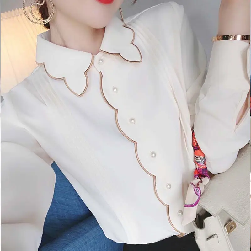 Korean Women Shirts Blouse Women Long Sleeve Embroidery Tops Lace Chiffon Striped Plus Size
Korean Women Shirts Blouse Women Long Sleeve Embroidery Tops Lace Chiffon Striped Plus Size