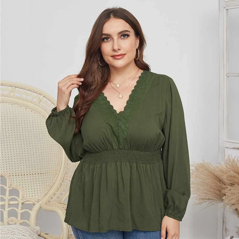 European And American Large Size Temperament Blouse Mid-length Spring And Summer New Long Shirt With Lace Trim, Picture color
European And American Large Size Temperament Blouse Mid-length Spring And Summer New Long Shirt With Lace Trim, Picture color