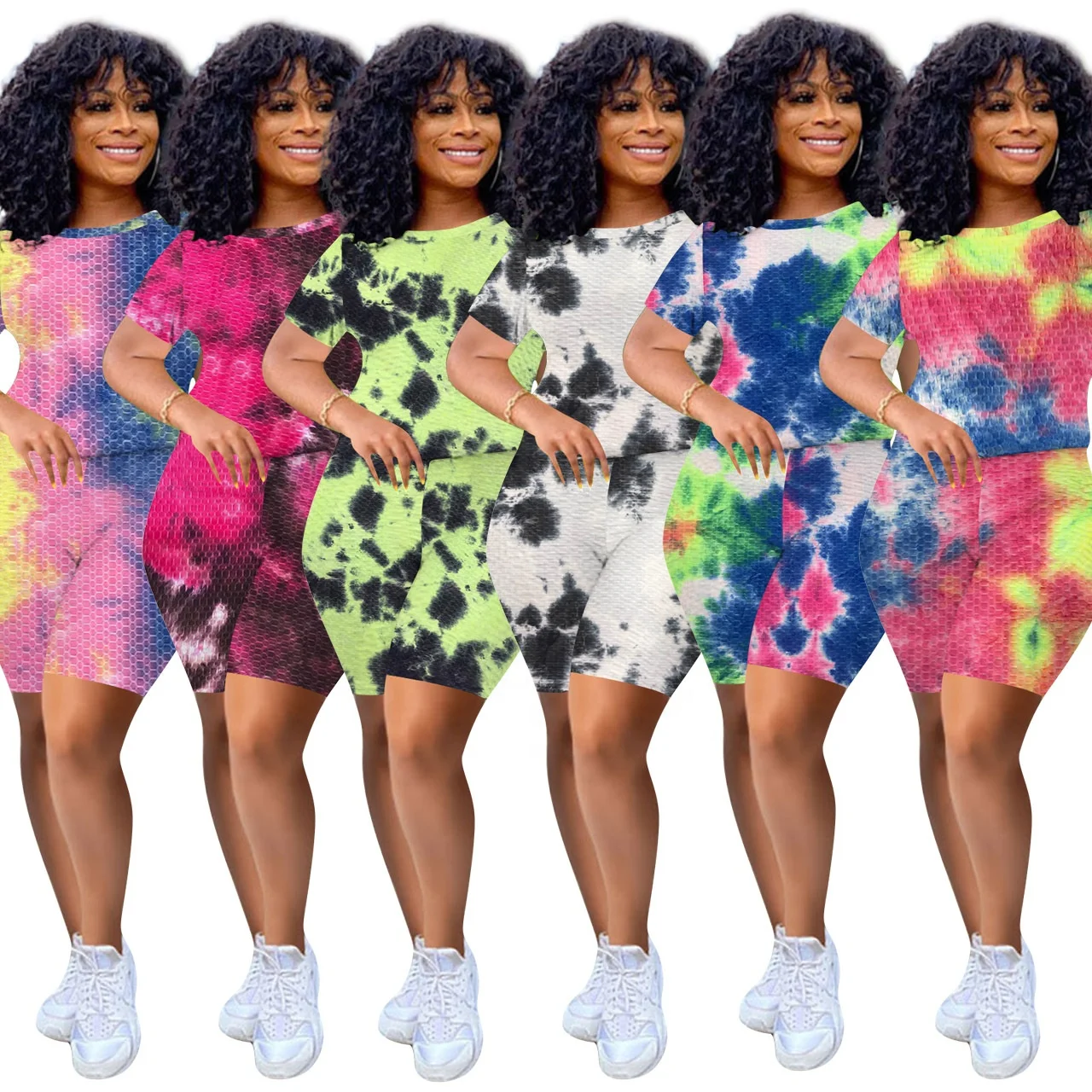 Hot Selling Casual Tie Dye Sweat Short Set Yoga Wear Woman Short Sleeve Shirt and Shorts Sets for Women Two Piece
Hot Selling Casual Tie Dye Sweat Short Set Yoga Wear Woman Short Sleeve Shirt and Shorts Sets for Women Two Piece