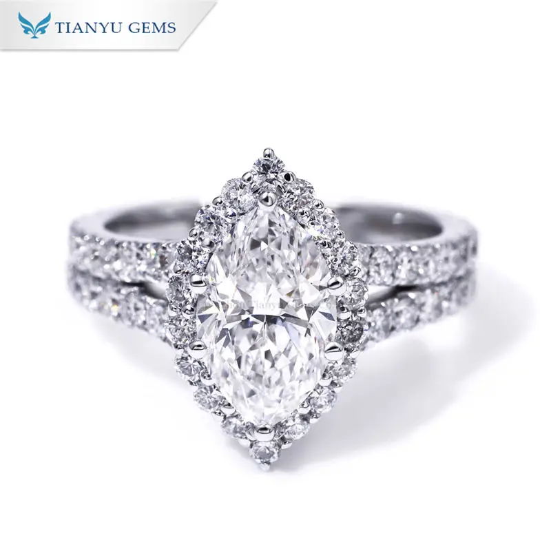 Tianyu gems pure white gold with marquise cut diamond wedding ring 
Tianyu gems pure white gold with marquise cut diamond wedding ring