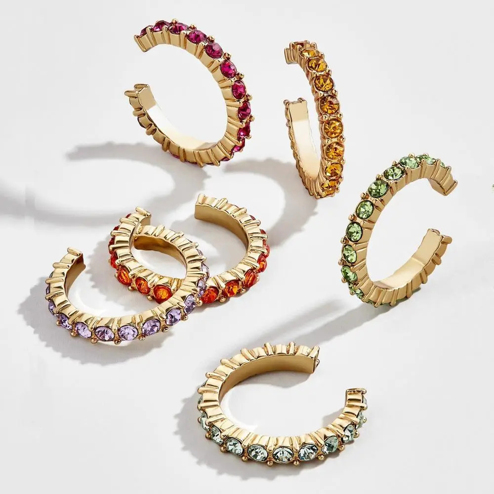 Cheap stackable c shaped rainbow 6 pcs/set no piercing cartilage earring crystal gold ear cuff sets, Multi/customized
Cheap stackable c shaped rainbow 6 pcs/set no piercing cartilage earring crystal gold ear cuff sets, Multi/customized