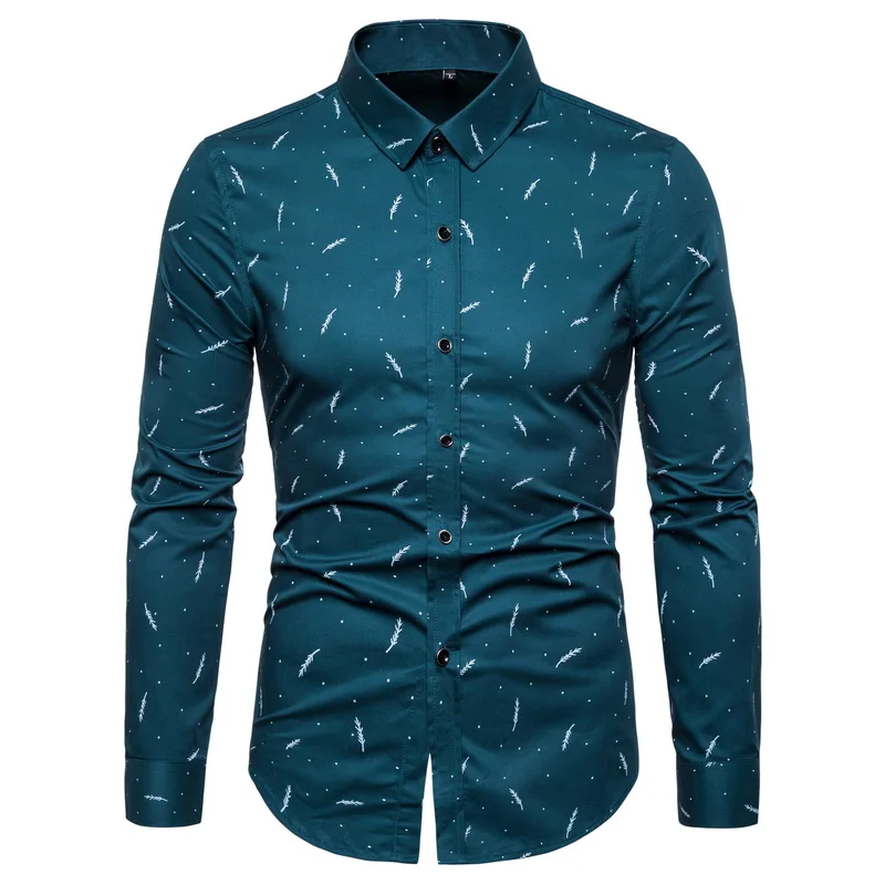 Custom Logo Shirt long sleeve fashion men's casual business feather Print Shirt White Cotton craft coat
Custom Logo Shirt long sleeve fashion men's casual business feather Print Shirt White Cotton craft coat