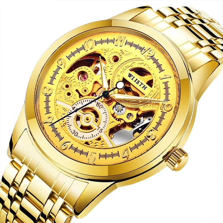 New Design Golden Watch Mens Watches Top Brand Luxury Luminous Montre Mechanical Watch Stainless Steel, Gold
New Design Golden Watch Mens Watches Top Brand Luxury Luminous Montre Mechanical Watch Stainless Steel, Gold