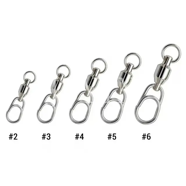 

JUYIN fishing accessories Connector Pin Bearing Rolling Swivel Stainless Steel Snap Fishhook Lure Swivels Tackle New, Silver