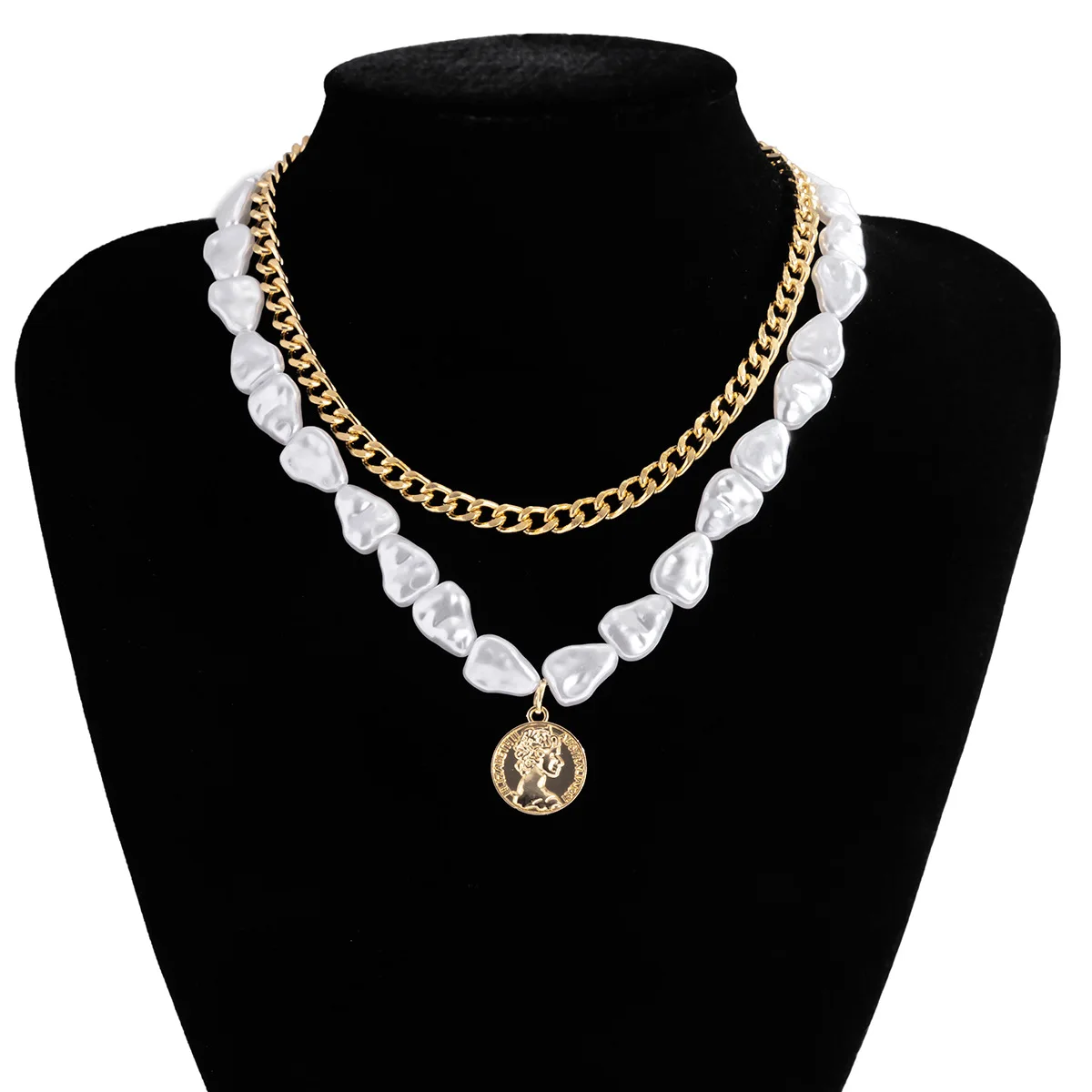 Handmade Baroque Necklace Two Piece Personalized Alloy Pendant Irregular Shaped Pearl Necklace Pearl Gold Jewelry Chunky Choker
Handmade Baroque Necklace Two Piece Personalized Alloy Pendant Irregular Shaped Pearl Necklace Pearl Gold Jewelry Chunky Choker