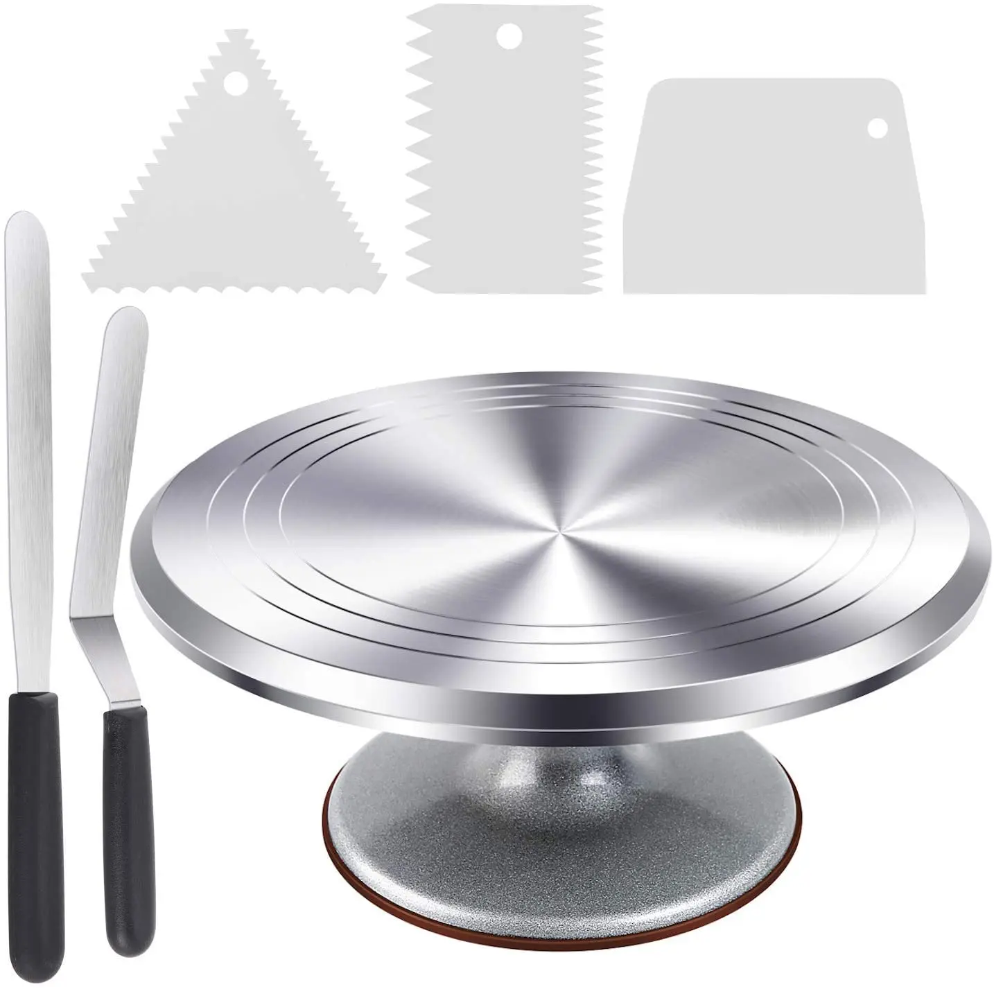2021 Aluminium Alloy Cake Turntable 12 Inch Revolving Rotating Cake Decorating Stand with Non-Slip Rubber Bottom, Sliver
2021 Aluminium Alloy Cake Turntable 12 Inch Revolving Rotating Cake Decorating Stand with Non-Slip Rubber Bottom, Sliver