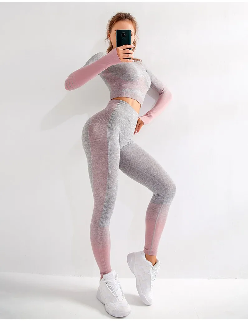 Women Workout Clothes 2 Pieces Suits Leggings Long Sleeve Top Cotton Yoga Outfit Running Wear Set, Orange, gray, pink
Women Workout Clothes 2 Pieces Suits Leggings Long Sleeve Top Cotton Yoga Outfit Running Wear Set, Orange, gray, pink
