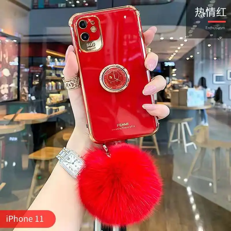Plating Silicone Soft Phone Case for iPhone 12 phone case with Ring stand Hairball, Multi colors
Plating Silicone Soft Phone Case for iPhone 12 phone case with Ring stand Hairball, Multi colors