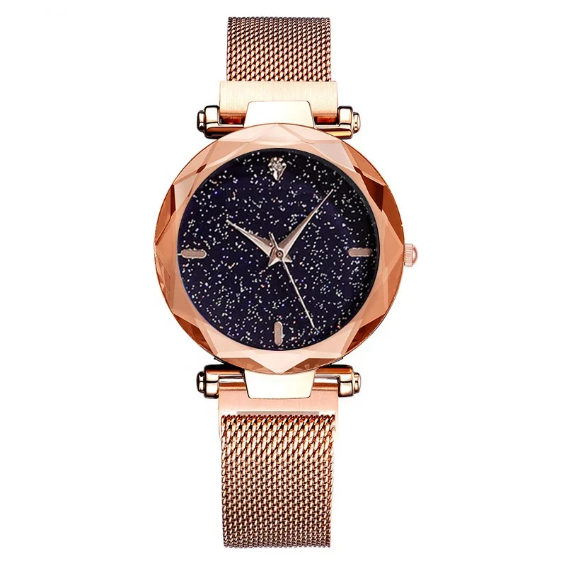 In stock magnet buckle Milanese strap star ladies fashion quartz watch, As picture 
In stock magnet buckle Milanese strap star ladies fashion quartz watch, As picture