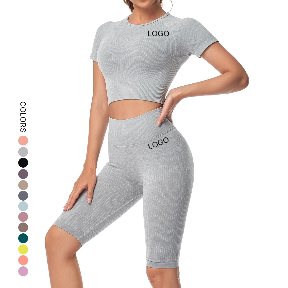 Custom Logo 2021 Summer New Workout Clothes 13 Plain Color Ribbed Style Two Piece Set Ladies Tracksuits Yoga Set Suit
Custom Logo 2021 Summer New Workout Clothes 13 Plain Color Ribbed Style Two Piece Set Ladies Tracksuits Yoga Set Suit