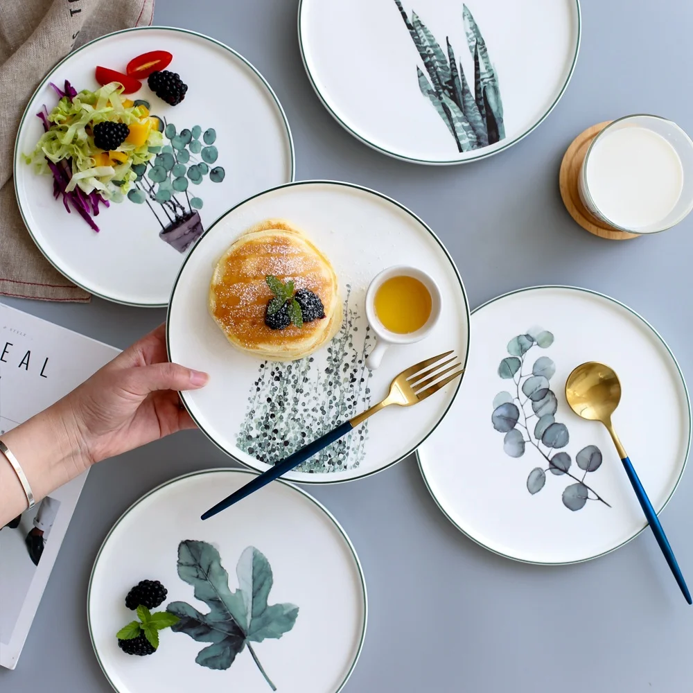 9 inch ceramic plant plate home creative fruit plate western food steak dessert breakfast plate, White
9 inch ceramic plant plate home creative fruit plate western food steak dessert breakfast plate, White