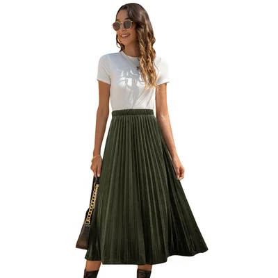 Women Skirt Casual Summer new high-waist women's fashion velvet casual A-line pleated skirt, Customized color
Women Skirt Casual Summer new high-waist women's fashion velvet casual A-line pleated skirt, Customized color