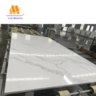 Thick white quartz stone slab calacatta quartz stone sheet for hotel information desk