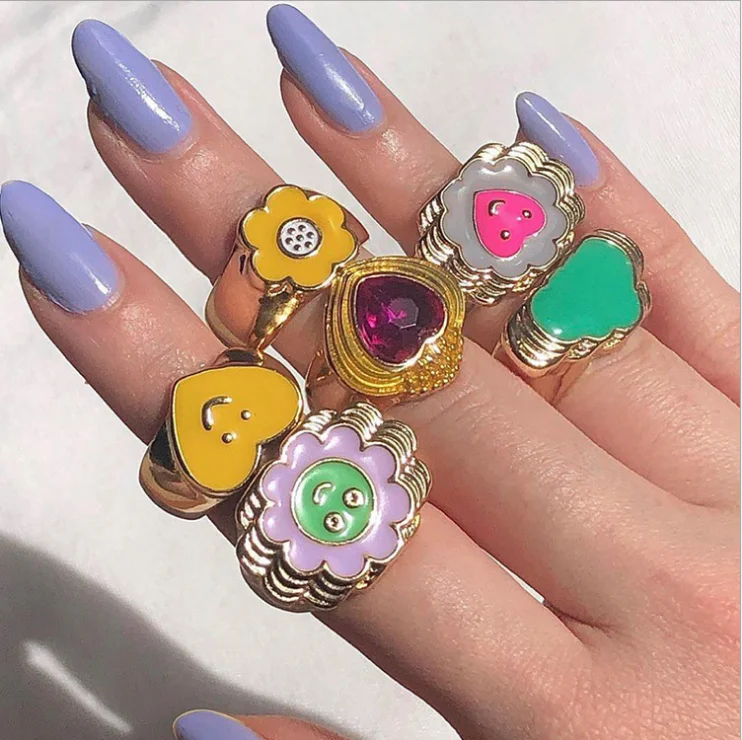 wholesale popular women rhinestone heart finger rings jewelry fashion enamel flower ring gold smiley face rings for girls, Colorful
wholesale popular women rhinestone heart finger rings jewelry fashion enamel flower ring gold smiley face rings for girls, Colorful