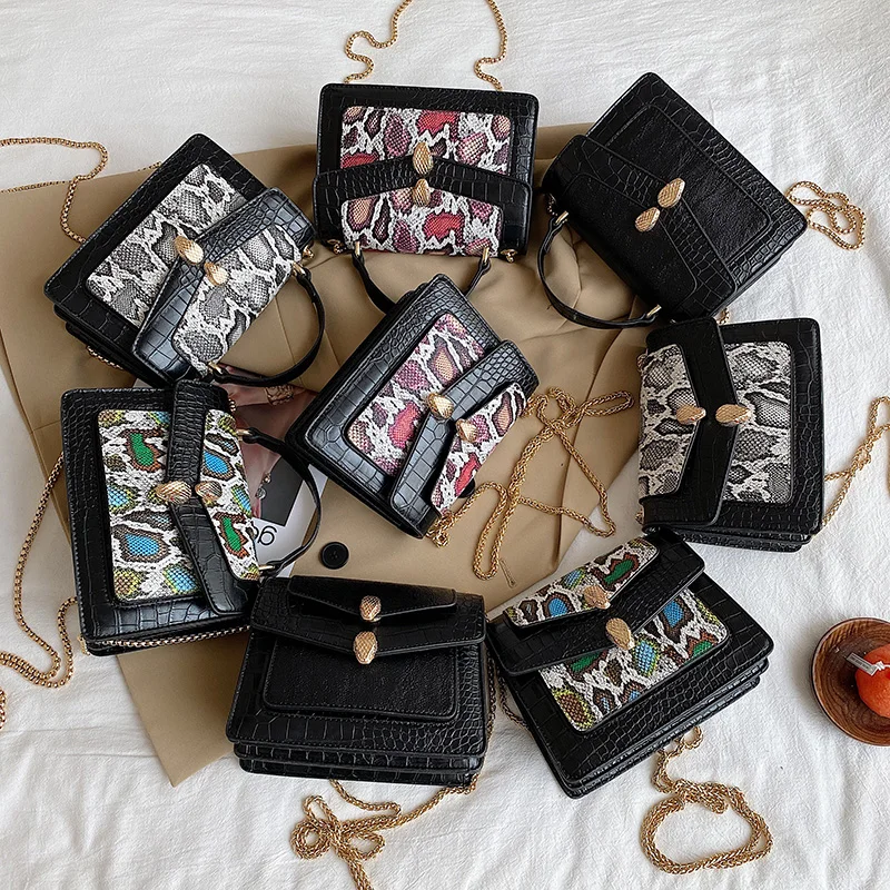 2021 Women New Arrival Design Bag PU Snake Pattern Online Wholesale Luxury Shoulder Crossbody Leather Hand Bags, 8 color can choose or custom you like color
2021 Women New Arrival Design Bag PU Snake Pattern Online Wholesale Luxury Shoulder Crossbody Leather Hand Bags, 8 color can choose or custom you like color