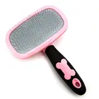 eco-friendly rotatable easy to clean pink stainless steel slicker pet hair comb and brush